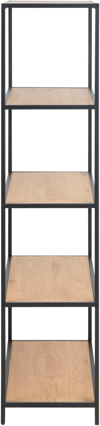 Regal - Schwarz - Wildeiche Dekor - Metall - 77 x 150 cm - mit 4 Fächern