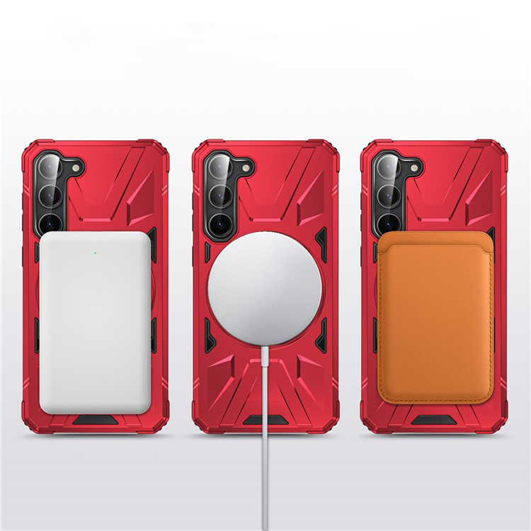 Samsung Galaxy S25 / S24 Hybrid Outdoor Hardcase Hülle mit MagSafe-Modul   Kickstand Aufsteller - Rot