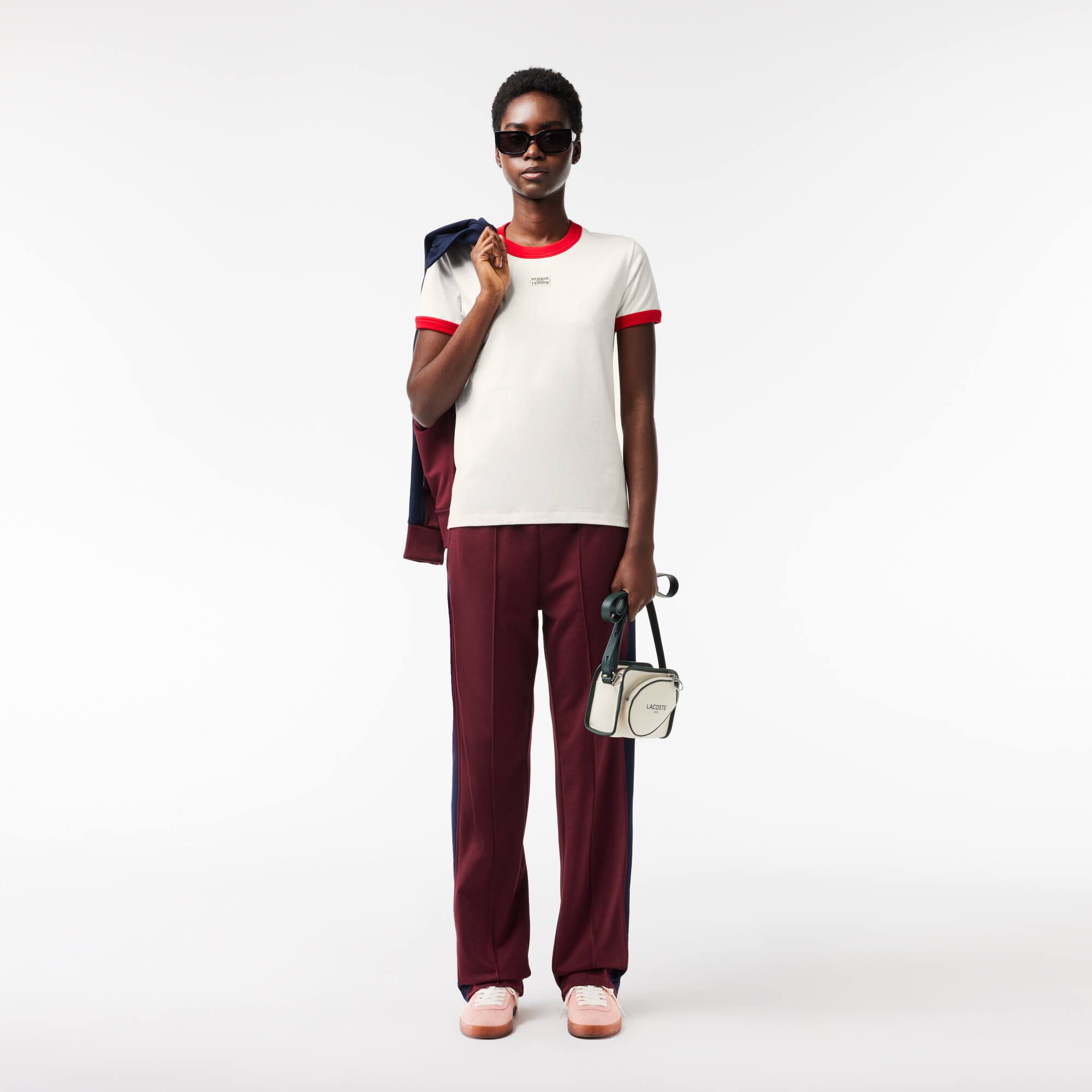 T-shirt slim fit en coton badge tennis T-Shirts - Blanc - Lacoste - Femme