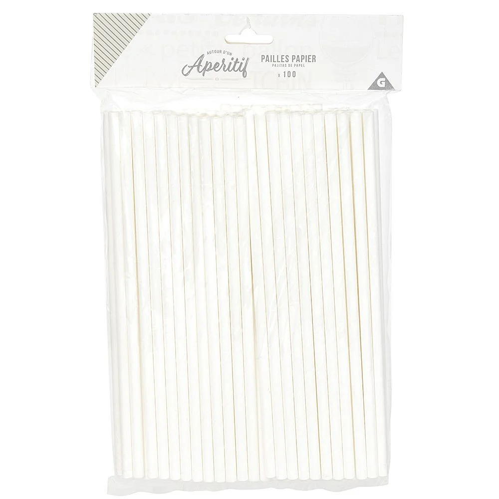 Paille en papier blanche x100