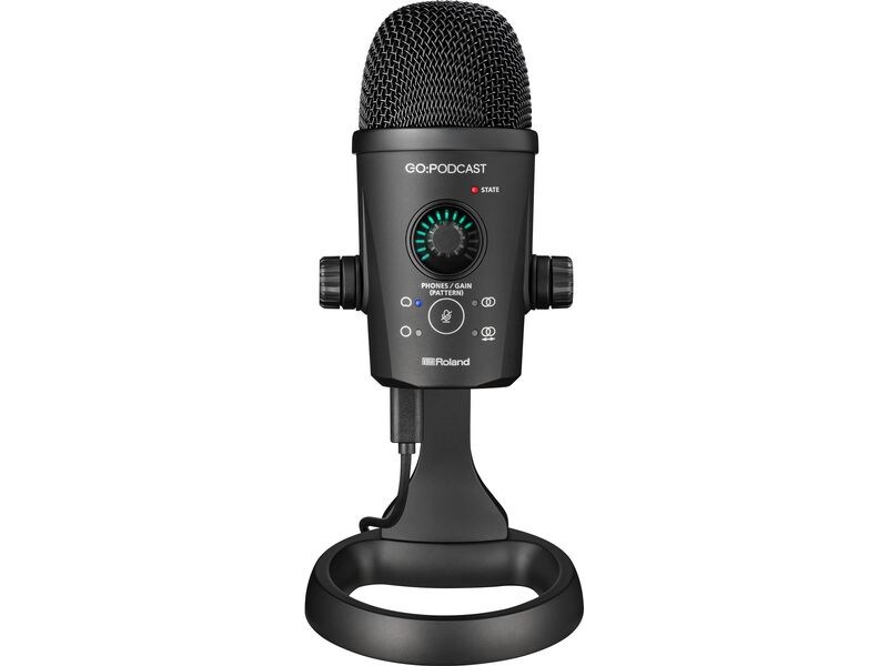 Roland Kondensatormikrofon GO:PODCAST Integrierte mobile Livestreaming-Lösung mit einer intuitiven Video-App und USB-Mikrofon