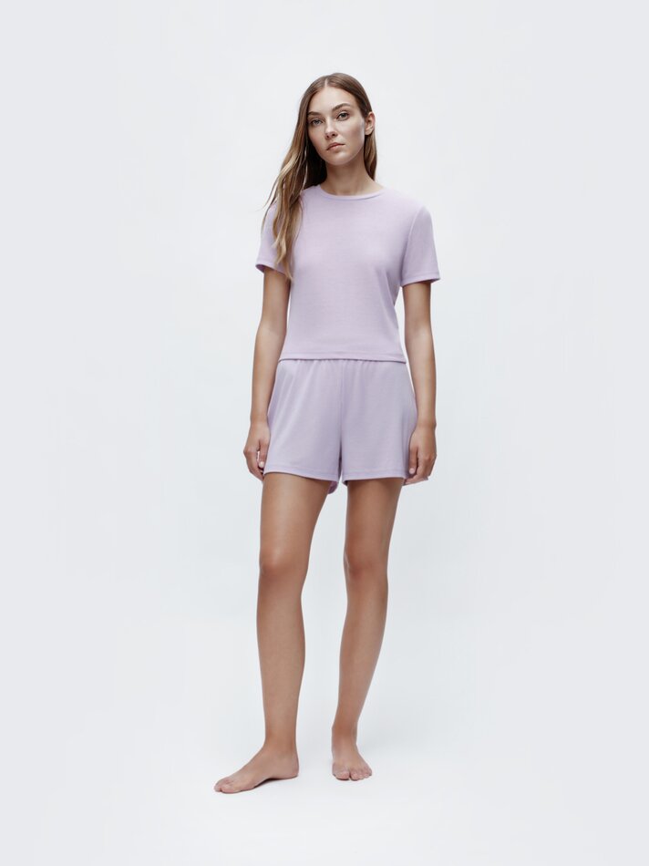 Blusa de pijama canelada - Lilás