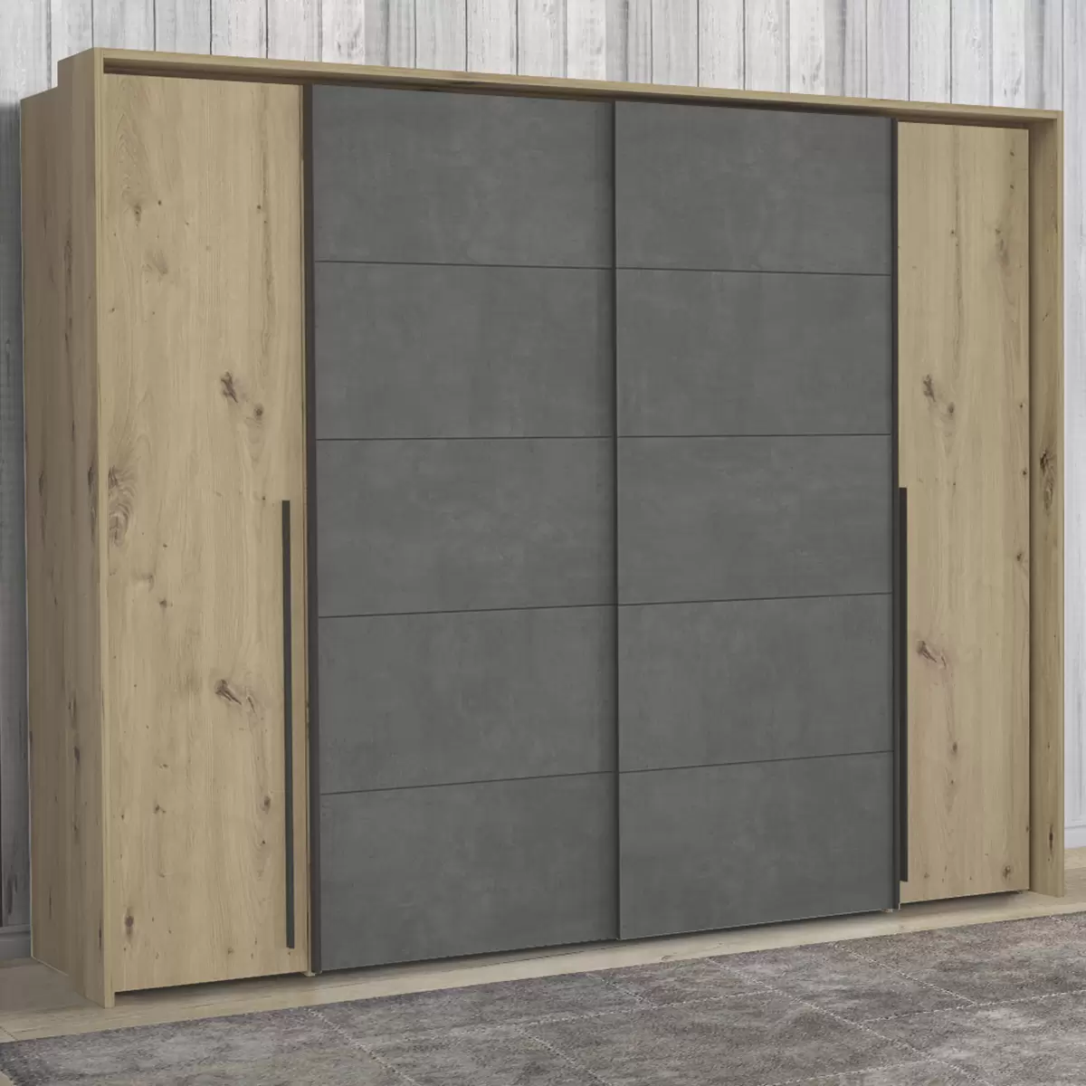 Kleiderschrank 4-trg. Naters Artisan Eiche,Betonoptik