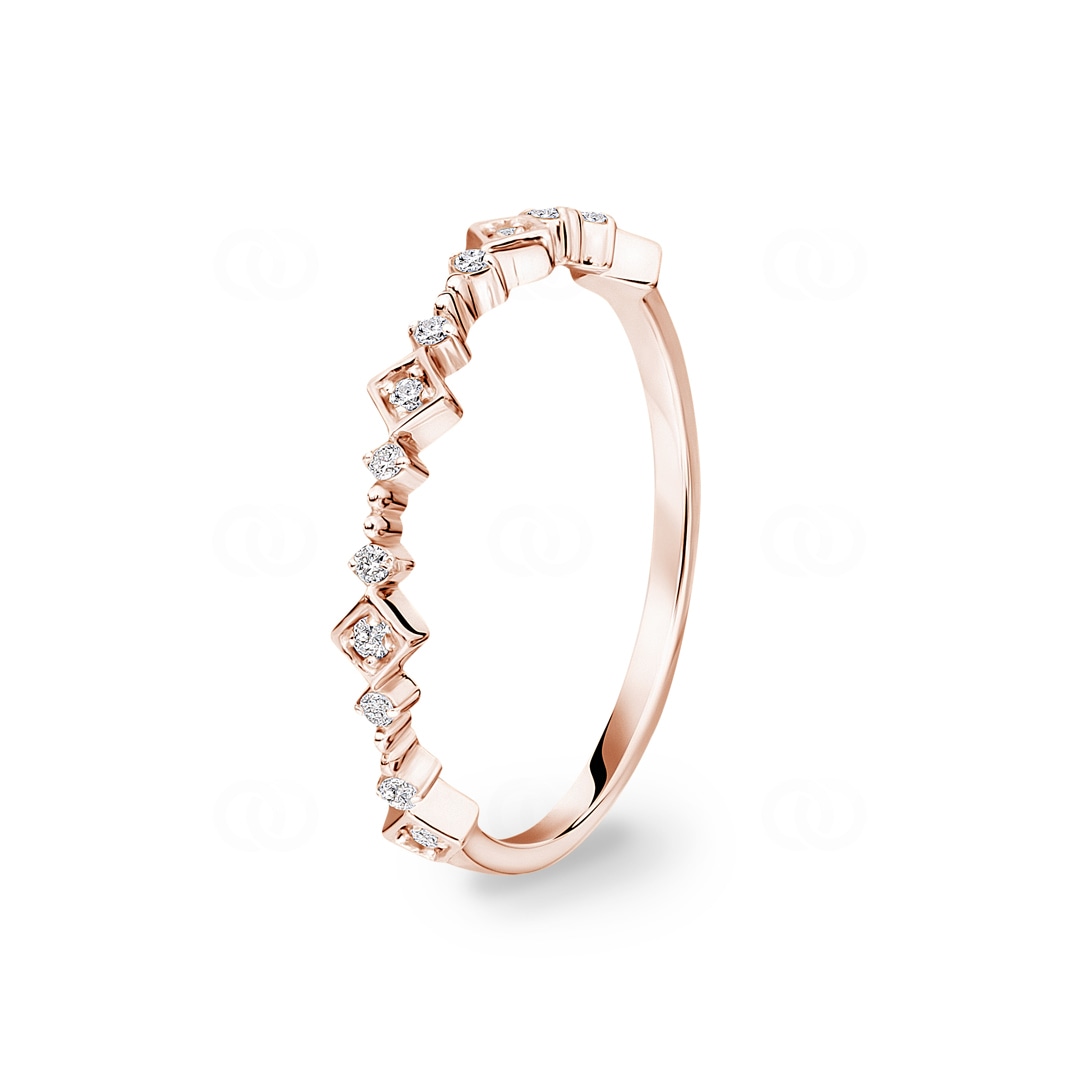 Damenring 750/18 K Roségold mit Diamanten 0.07 ct H/si