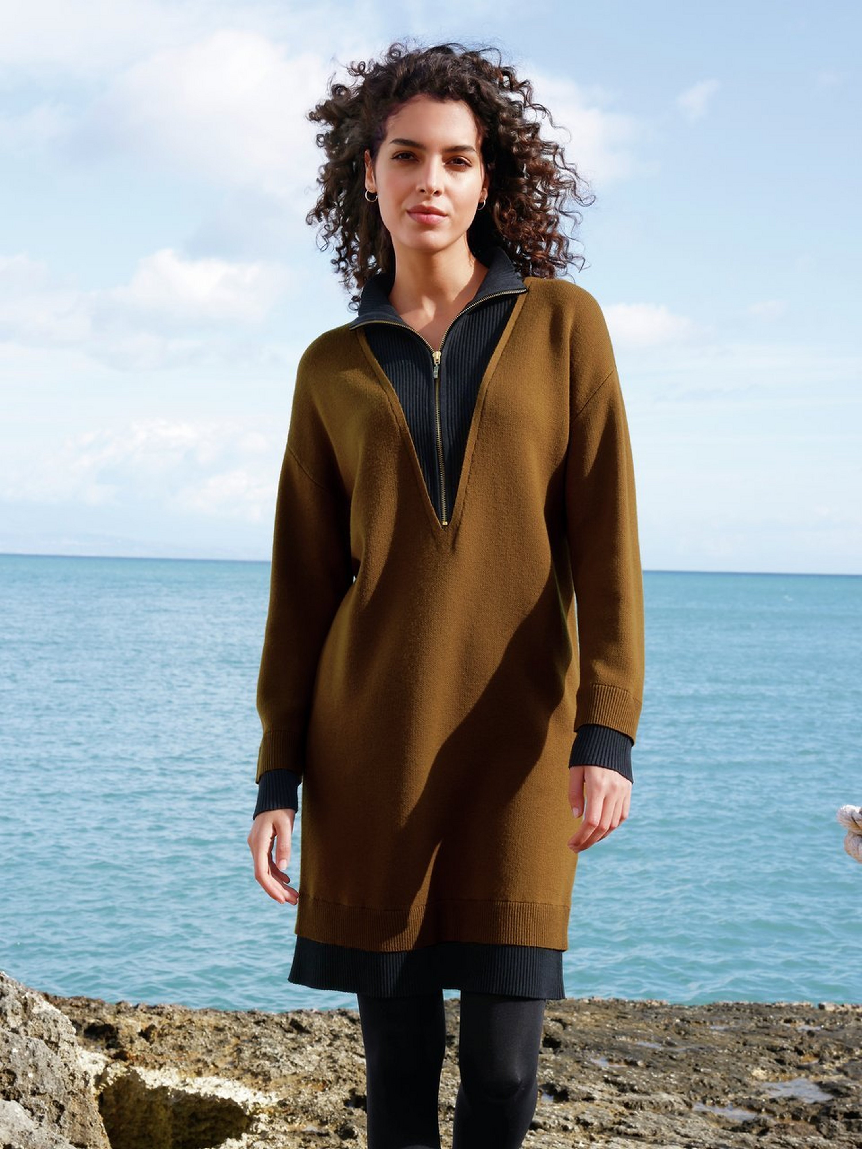 Strickkleid mit Troyerkragen