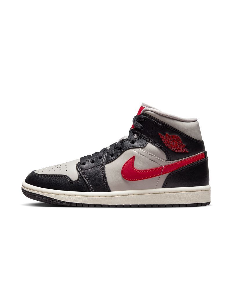 Chaussures Nike Air Jordan 1 Mid Noir/Gris/Rouge pour femme