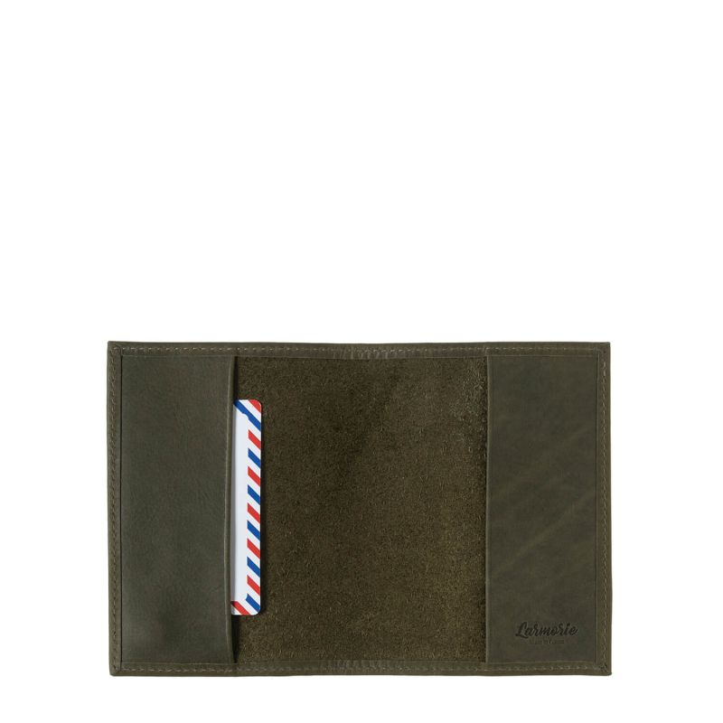 Porte-passeport Louis en cuir vintage Bois Vert