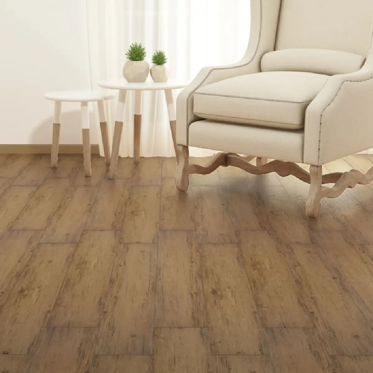 vidaXL Dalles PVC autoadhésif 5,21 m² - Marron noyer