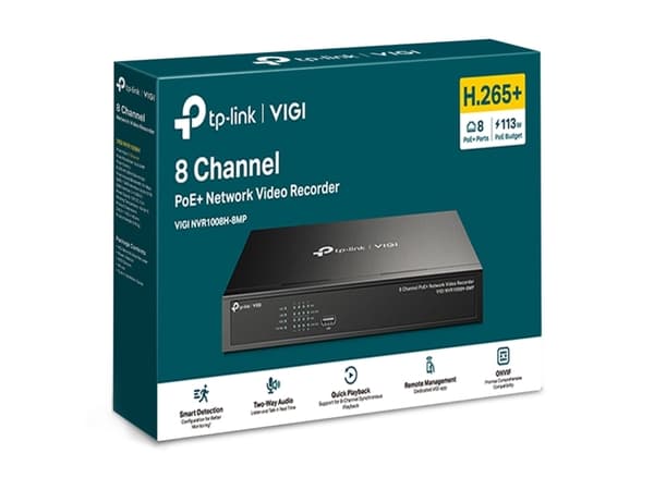 TP-Link VIGI NVR1008H-8MP, 8 kanaler, 3840 x 2160 piksler, 720p, 1080p, 2160p, 3840x2160,1920x1080, 1680x1050, 1440x900, 1280x1024, 1024x768, 1280x72