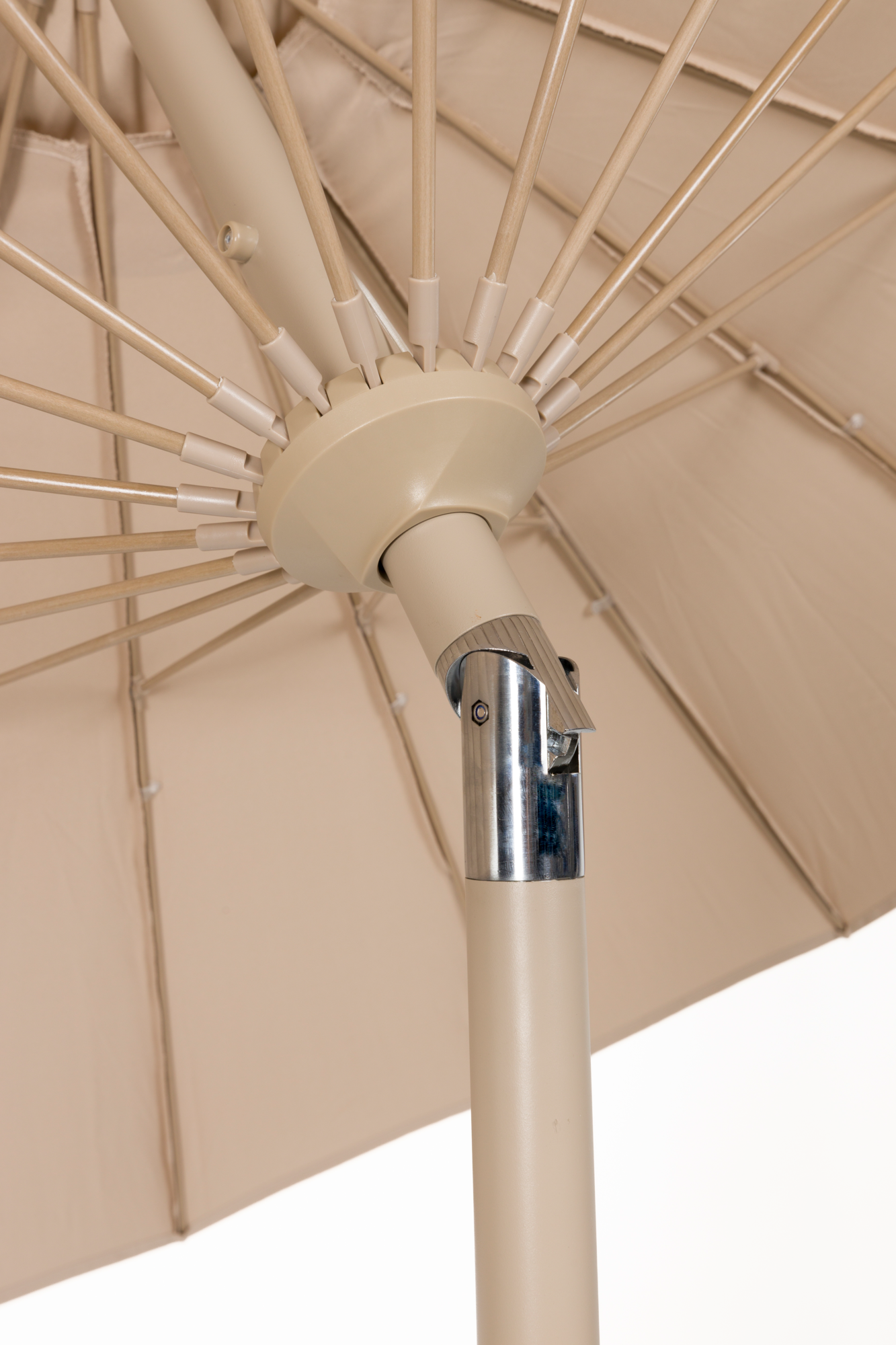 Parasol Sunbrella Sunshine bruin Rice inclusief voet