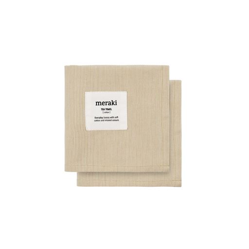Meraki Verum 2-pak Viskestykke, Off White/ Safari, 55x75 cm