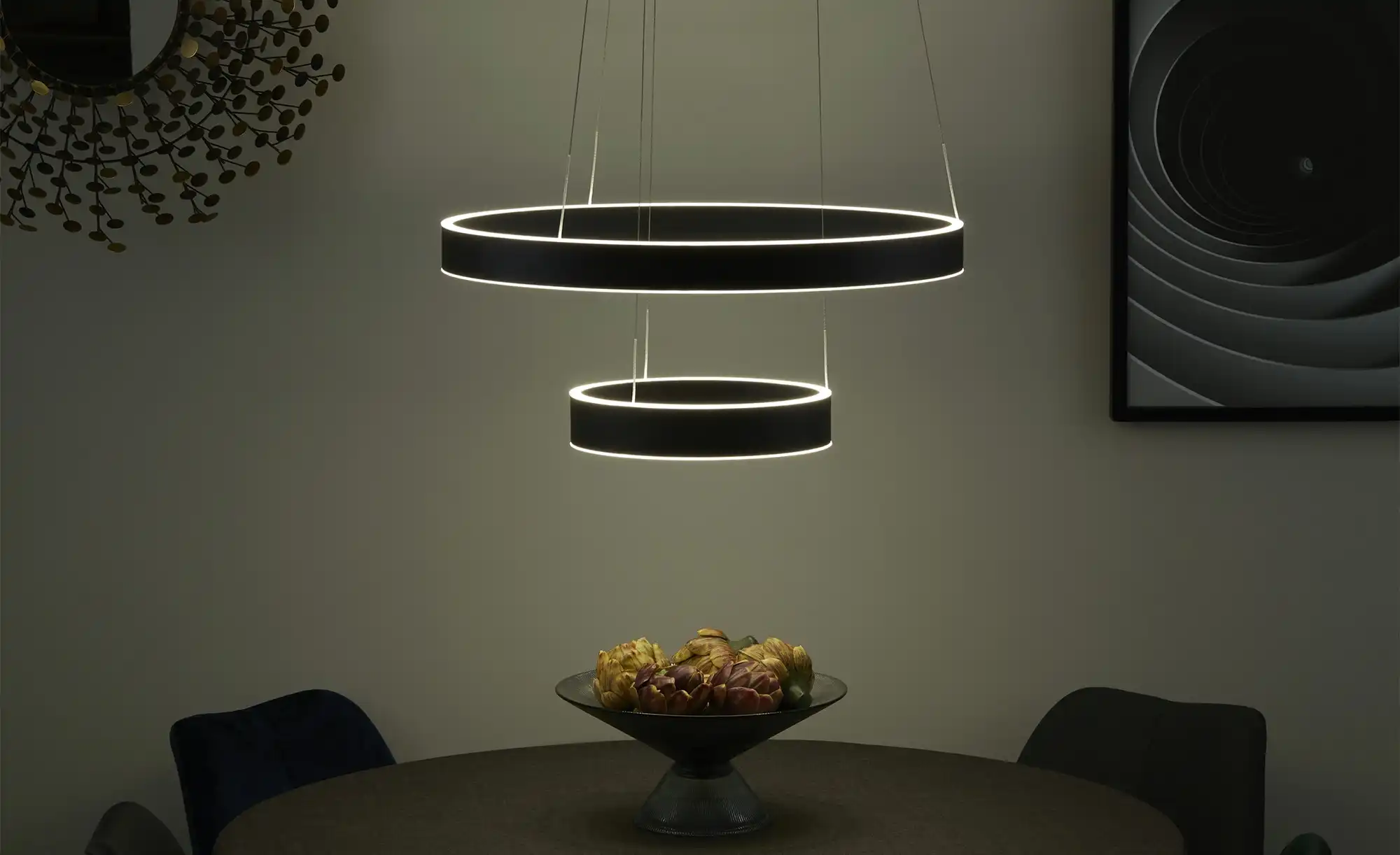 HELL-höllisch gutes Licht LED-Pendelleuchte, schwarz `Ringe´