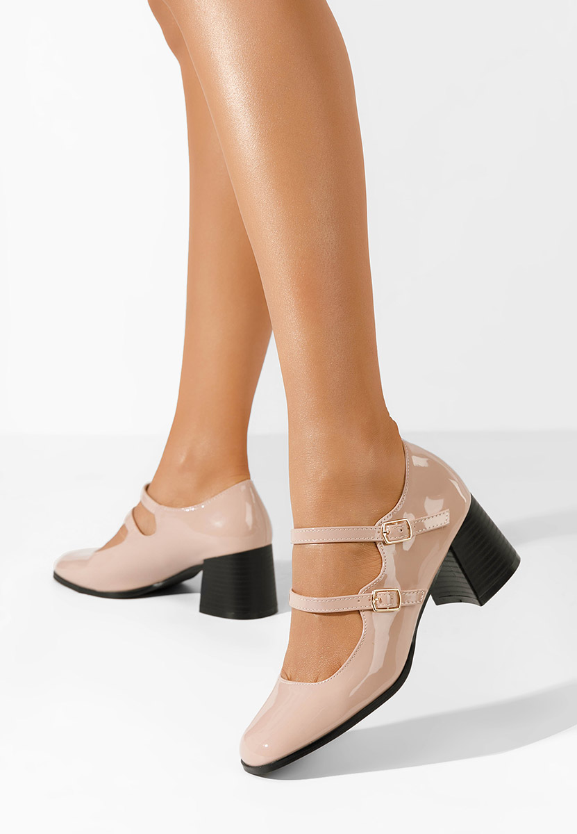 Chaussures à talon épais beige Carrie