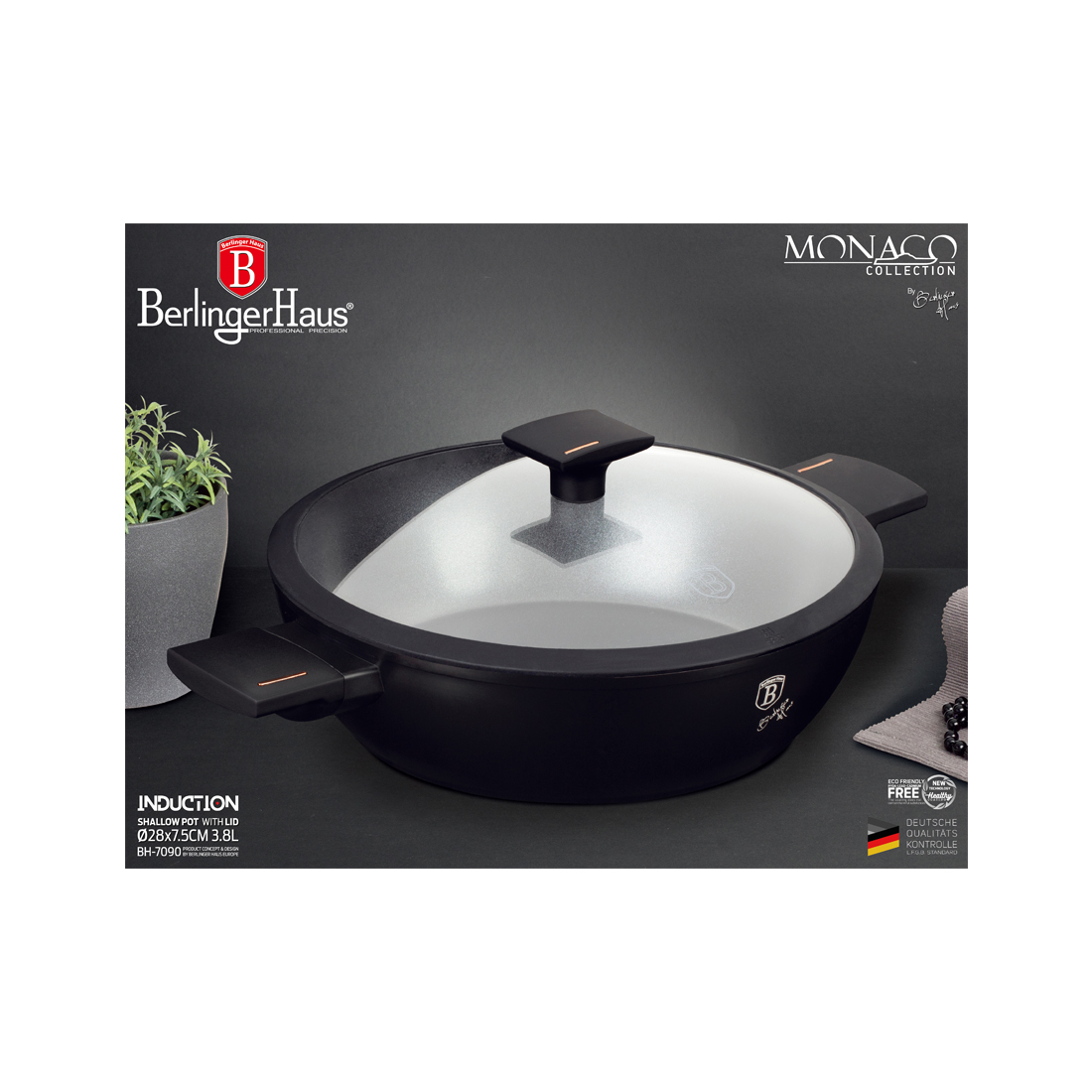 Berlinger Haus flacher Kochtopf mit Deckel Ø 28 cm Monaco Collection