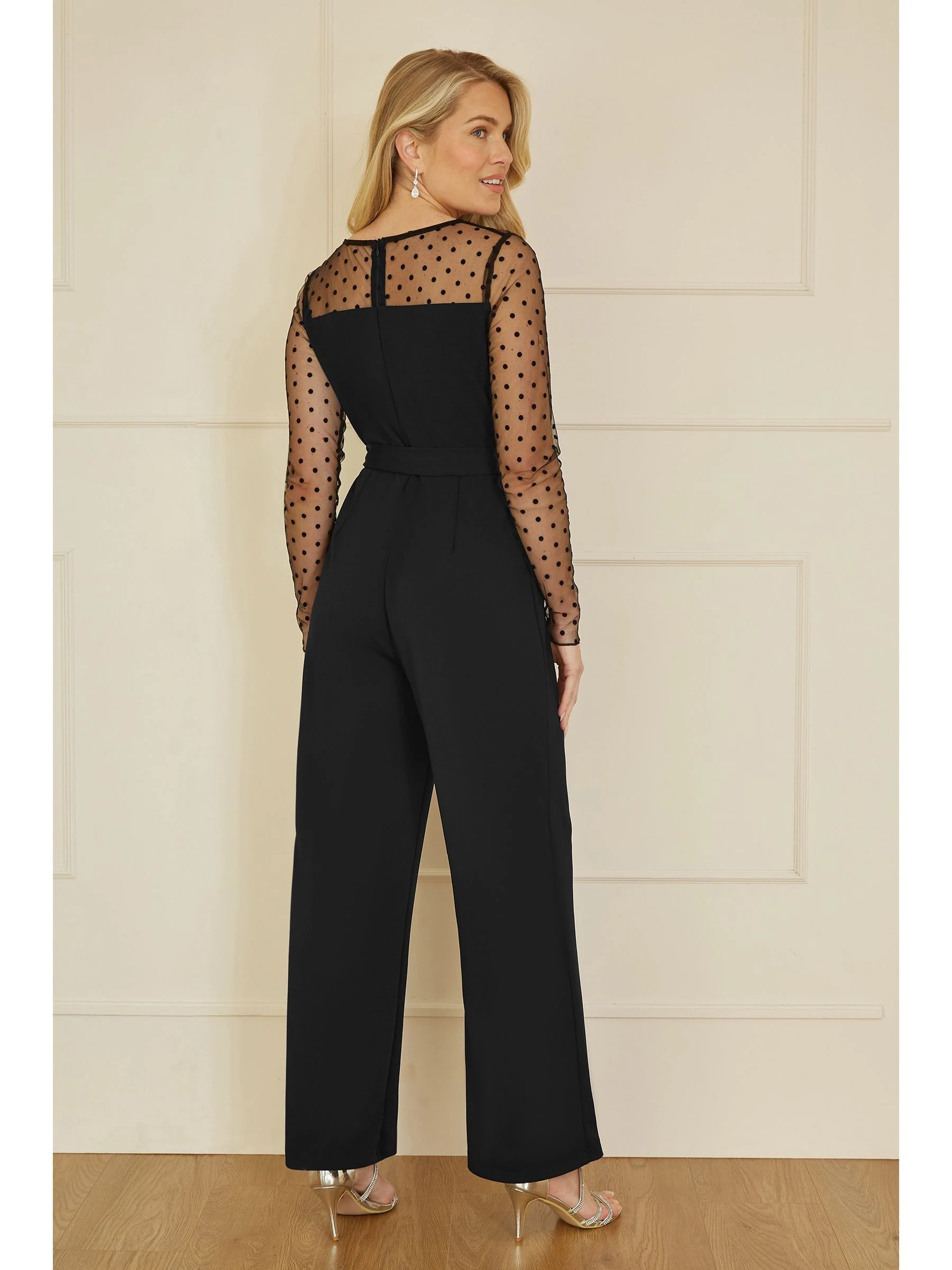 Yumi jumpsuit met stippen van stretch gaas