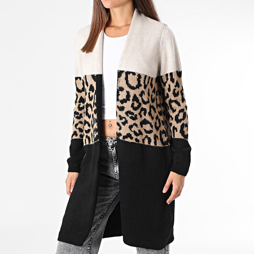 Cardigan Femme Jade Animal Beige Noir Leopard