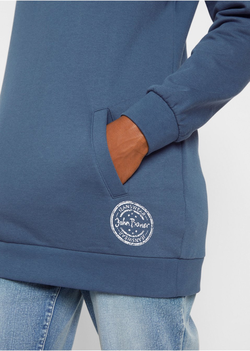 Sweat-shirt long à capuche, manches longues