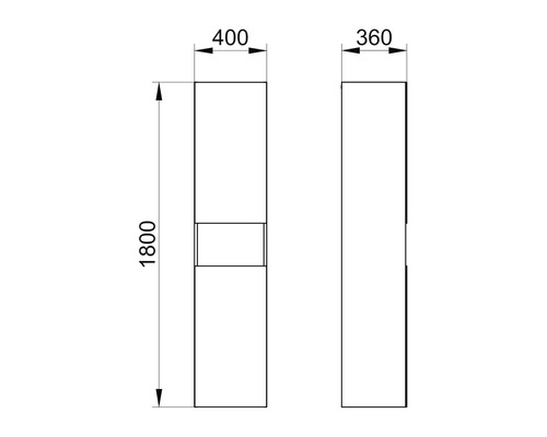 KEUCO Stageline hoge kast BxHxD 40 x 180 cm x 36 cm Frontkleur vulkaniet mat 32831970101