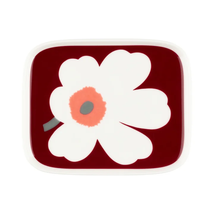 Marimekko - Oiva Juhla Unikko Teller, 15 x 12 cm, weiss / dark berry / ash