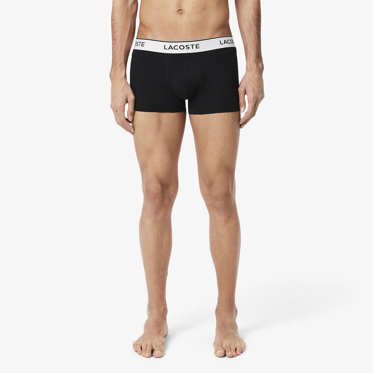 LACOSTE<br>Conjunto de 3 cuecas boxer lisas, algodão elástico