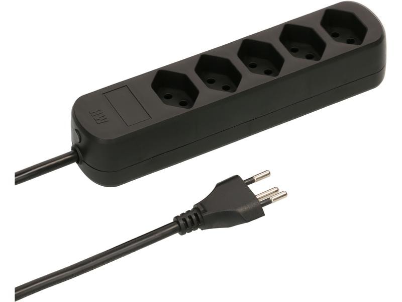 Max Hauri Steckdosenleiste Basic-Line 5x T13 Schwarz, 1.5 M Mehrfachsteckdose