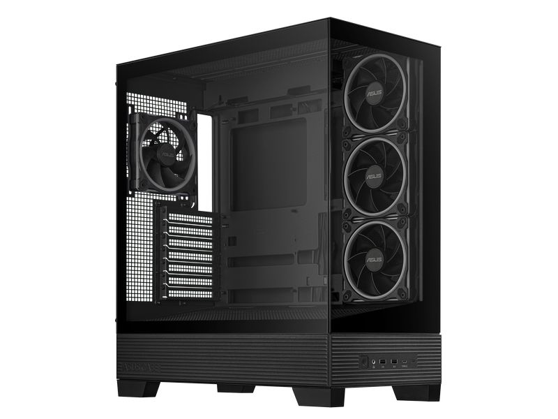 ASUS PC-Gehäuse A31 Plus TG ARGB Schwarz Modernes Gehäuse mit Panoramaseitenfenster und integrierter ARGB-Beleuchtung