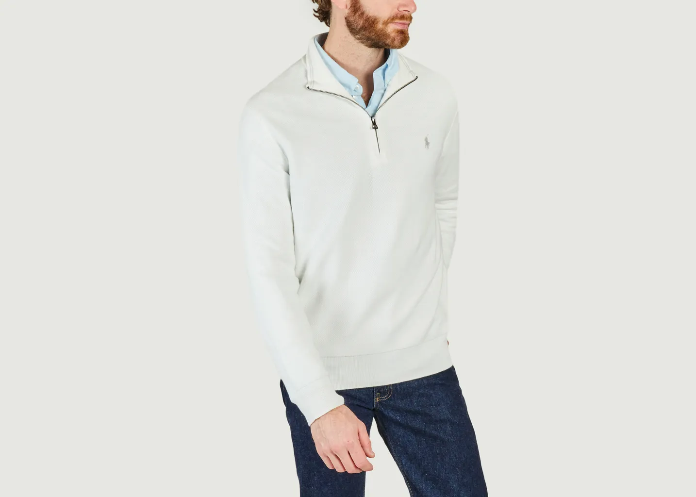 Pull demi-zippé en coton piqué Polo Ralph Lauren