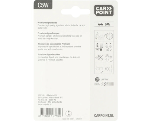 Carpoint Premium autolampen 12V lamptype C5W verpakking = 2 stuks