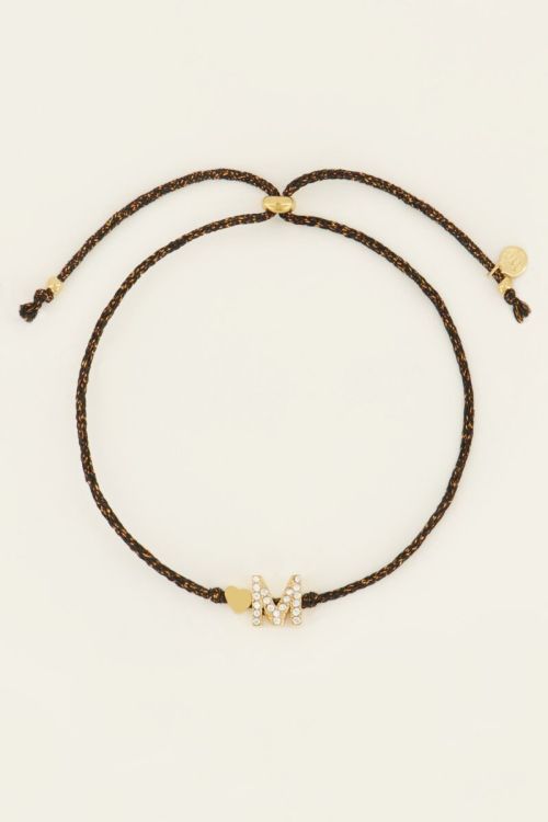 Zwarte initial armband