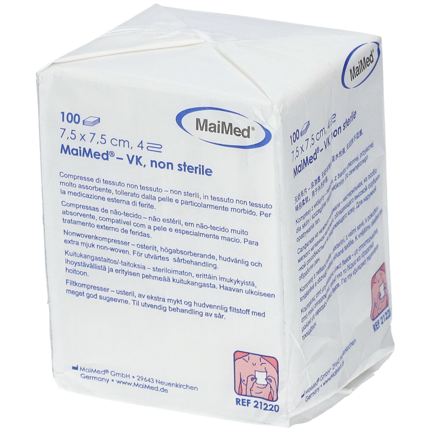 Vliesstoffkompressen unsteril 7,5 x 7,5 cm 4-fach