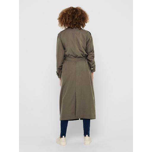 ONLY Line Ekstra Lang Trenchcoat, Walnut, L