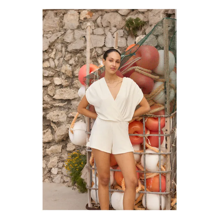 Alma Deia Combi-Short Eponge Coton Bio | Blanc cassé