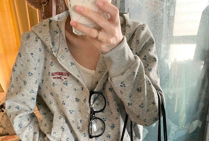 Dreamkura - Hoodie met rits en bloemenprint