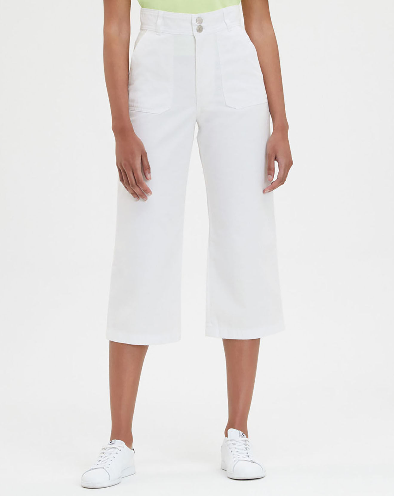 Tommy Jeans Pantalon 100% Coton Bio large 7/8 Super High Rise blanc