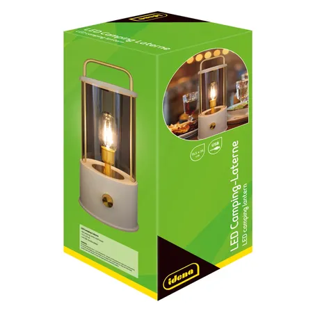 Idena LED Campinglaterne USB weiß, 35cm, tragbar