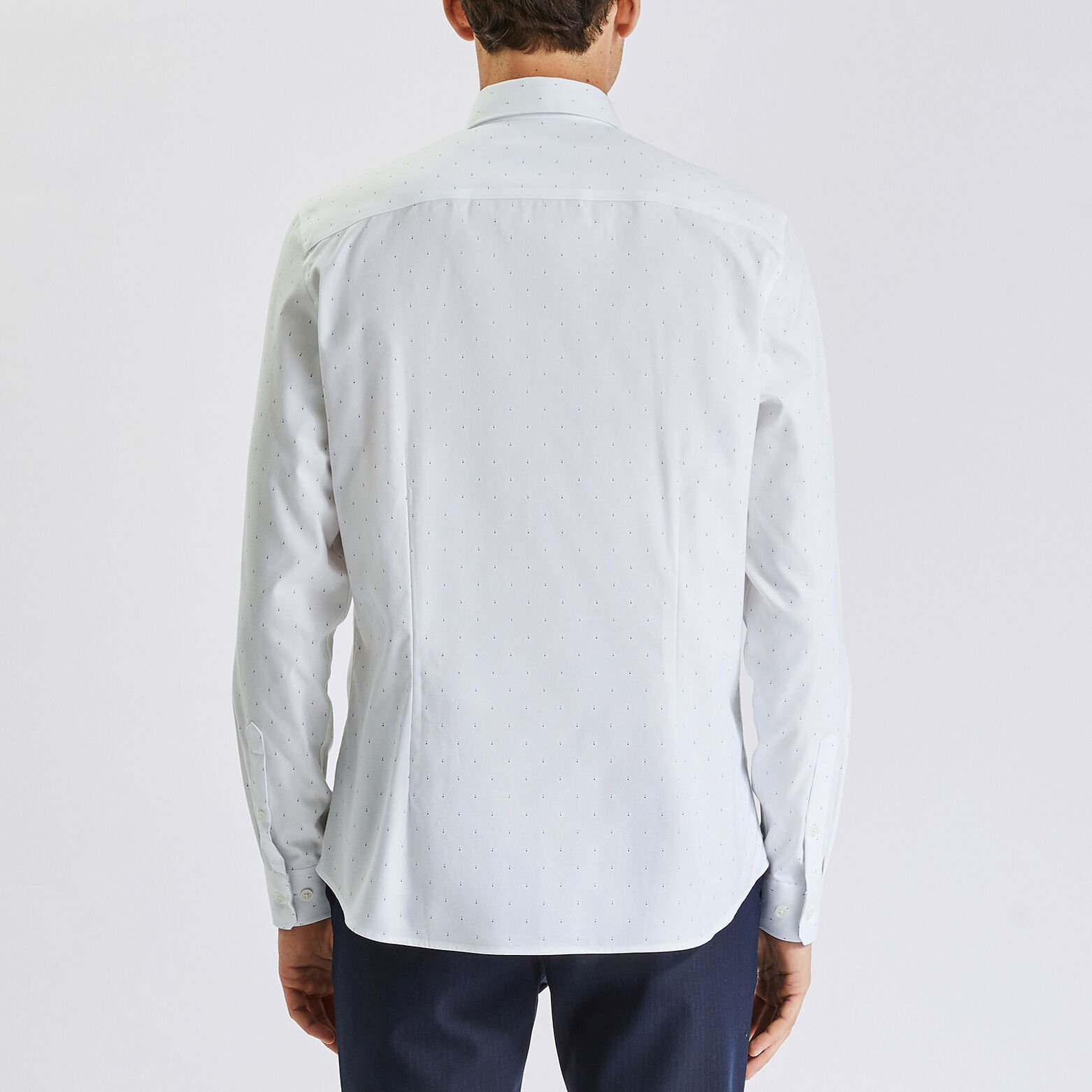 Chemise slim sans repassage imprimé micro géo coto Blanc