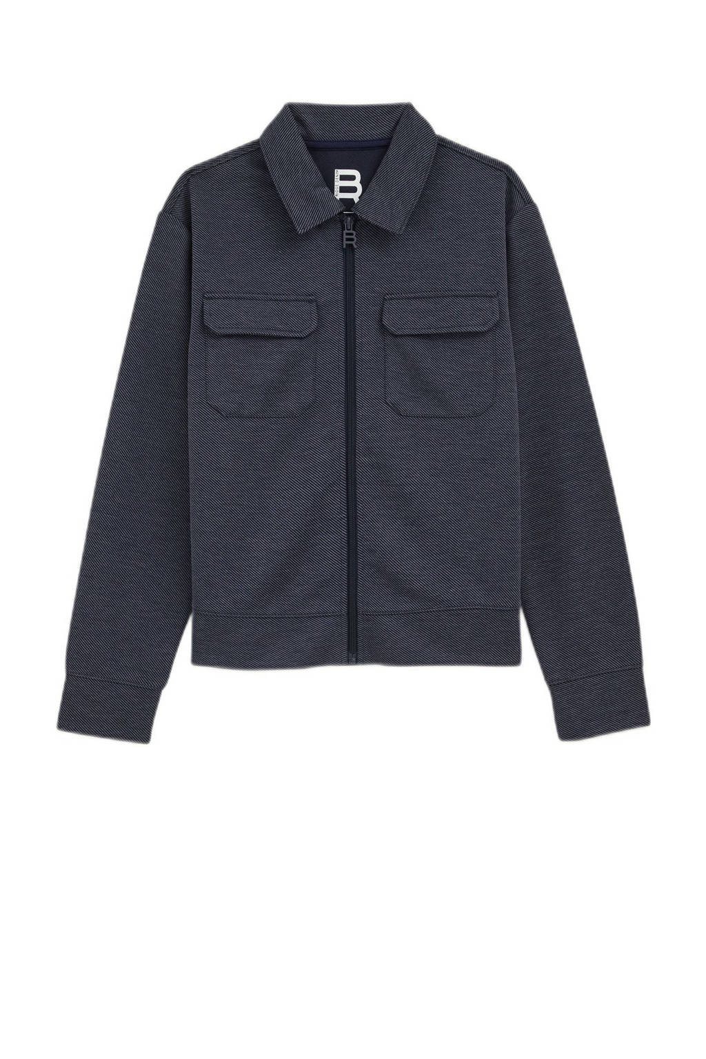 WE Fashion gemêleerde shacket tussenjas donkerblauw