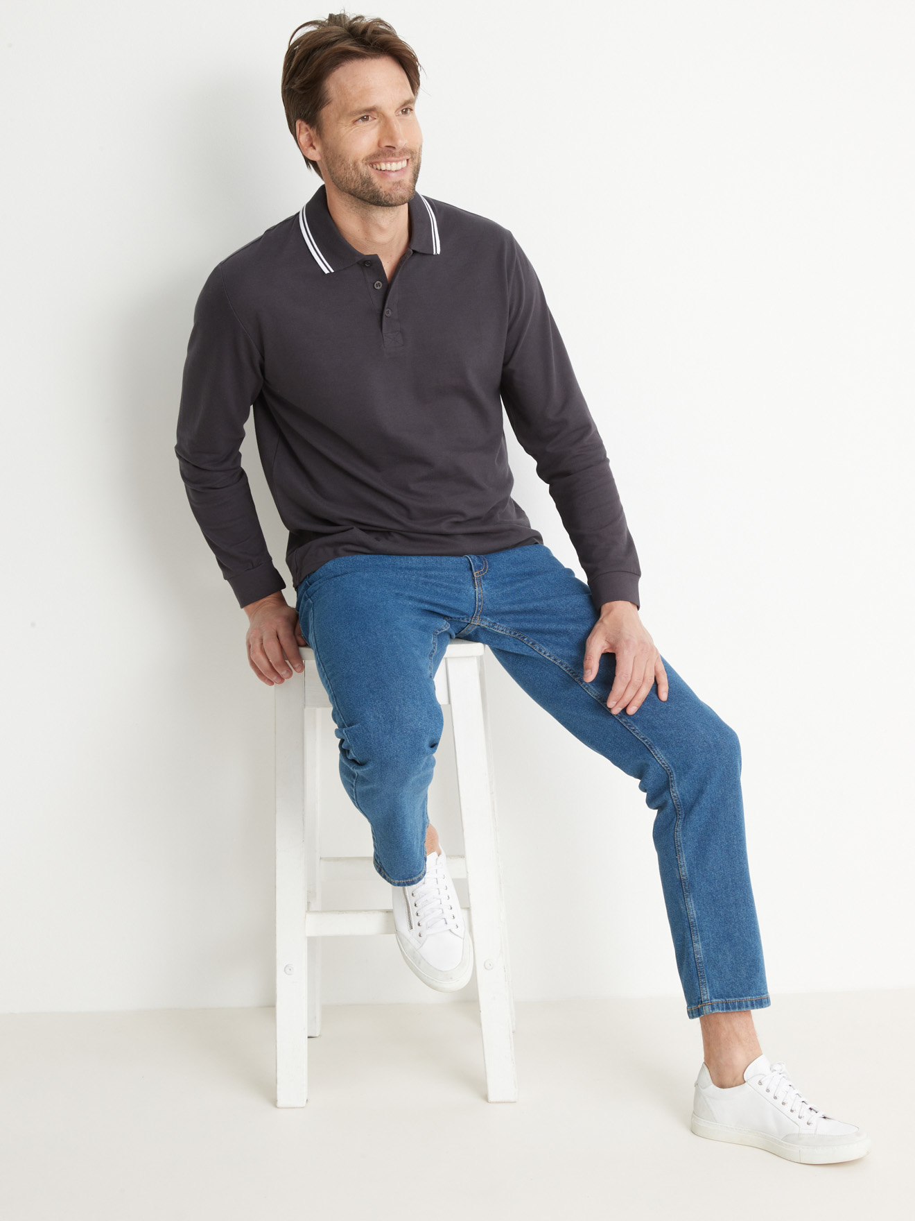 Polo manches longues maille piquée