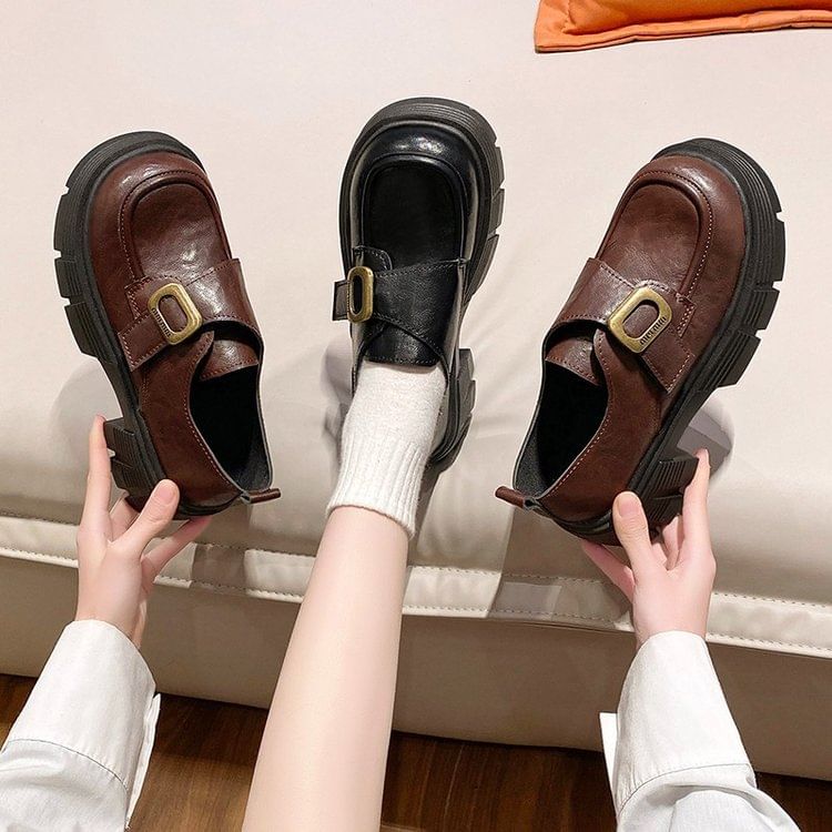 Gordong - Monk Strap Platform Loafers met Chunky Heel