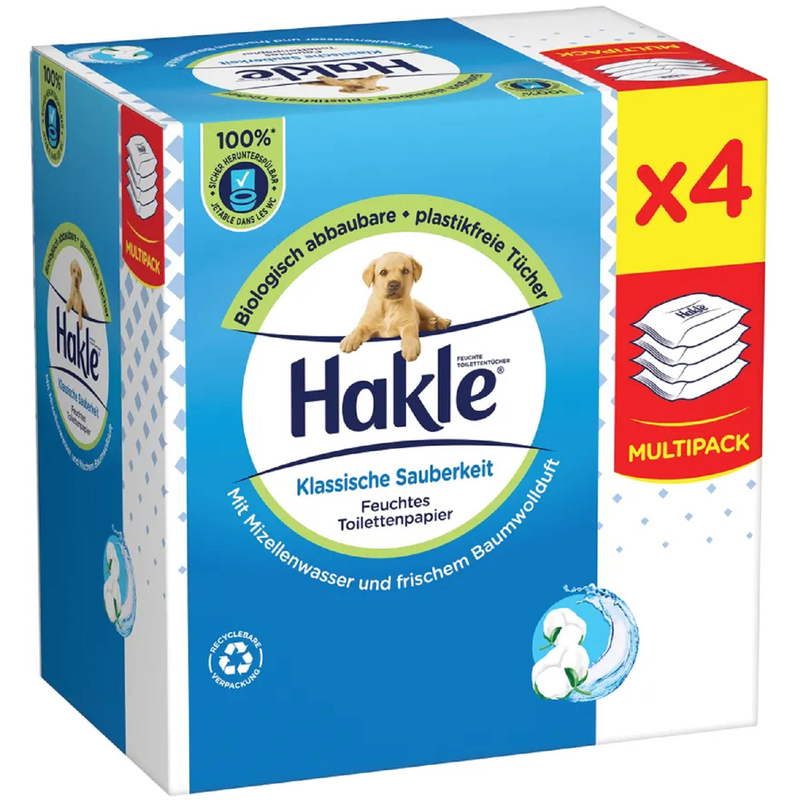 Hakle Feuchttücher, Klassische Sauberkeit, 4 Pack à 42 Tücher