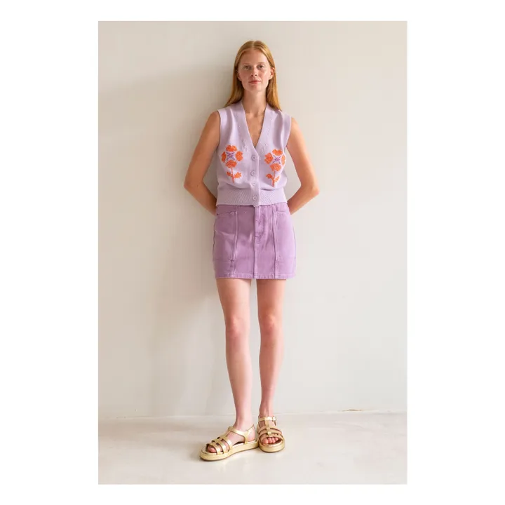 The Tiny Big Sister Gilet Sans Manches Brodée | Lilas