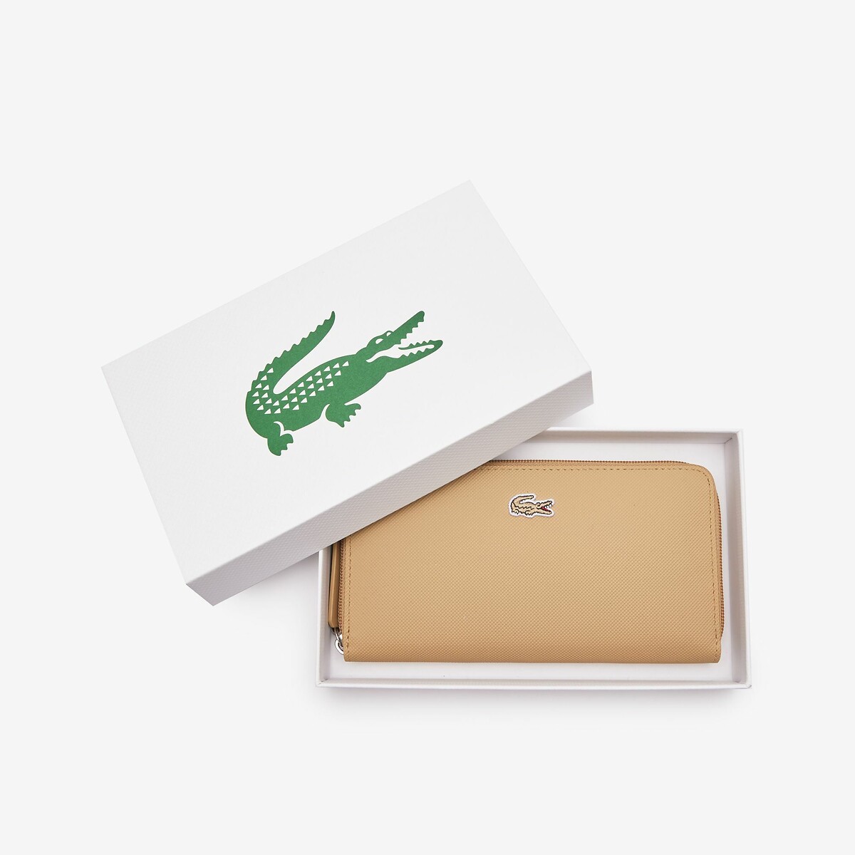 LACOSTE<br>Carteira com zíper em tecido piqué L1212