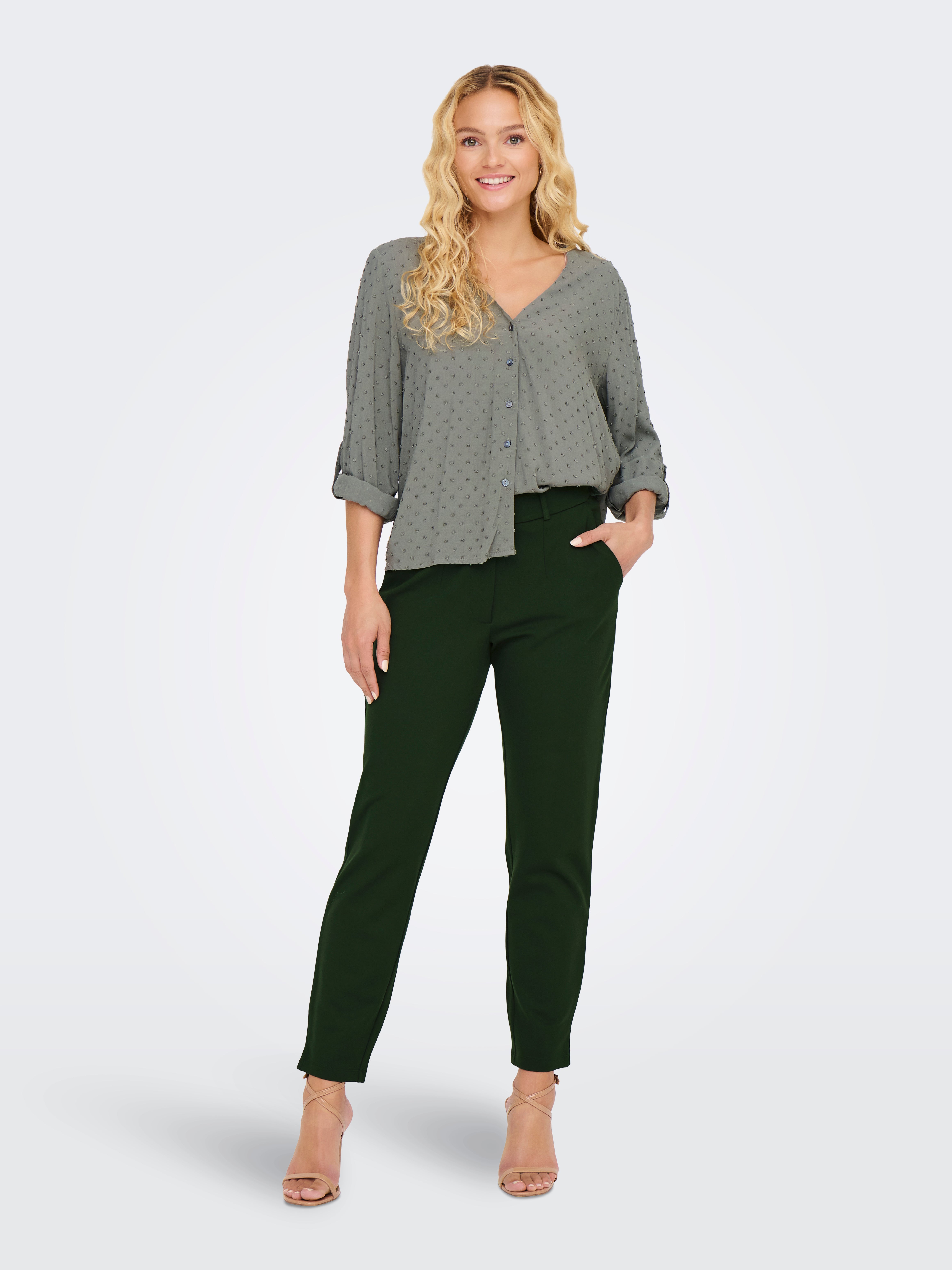 JDYNEW Mittlere Taille Normal geschnitten Chino Hose Rosin