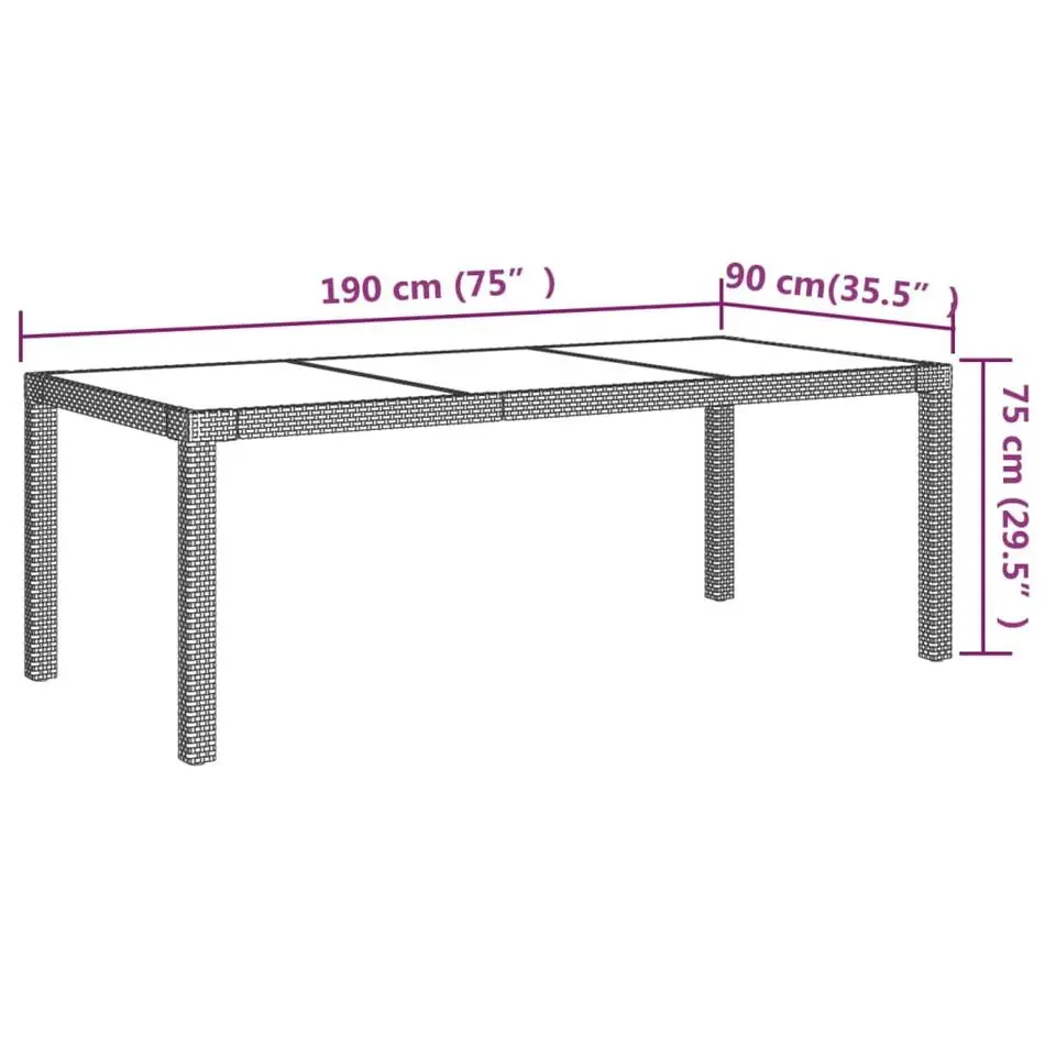 vidaXL - Tuinset - Zwart - Poly rattan - 190 cm tafellengte