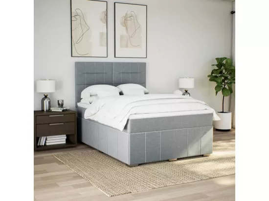 Sommier à lattes de lit avec matelas Gris clair 140x190cm Tissu