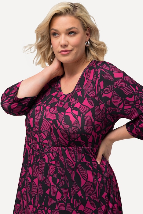 Longshirt, A-Linie, Tunika-Ausschnitt, 3/4-Arm