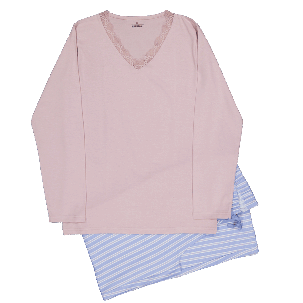 Dames pyjama Lange mouwen V-hals Lila kopen? Goed en goedkoop