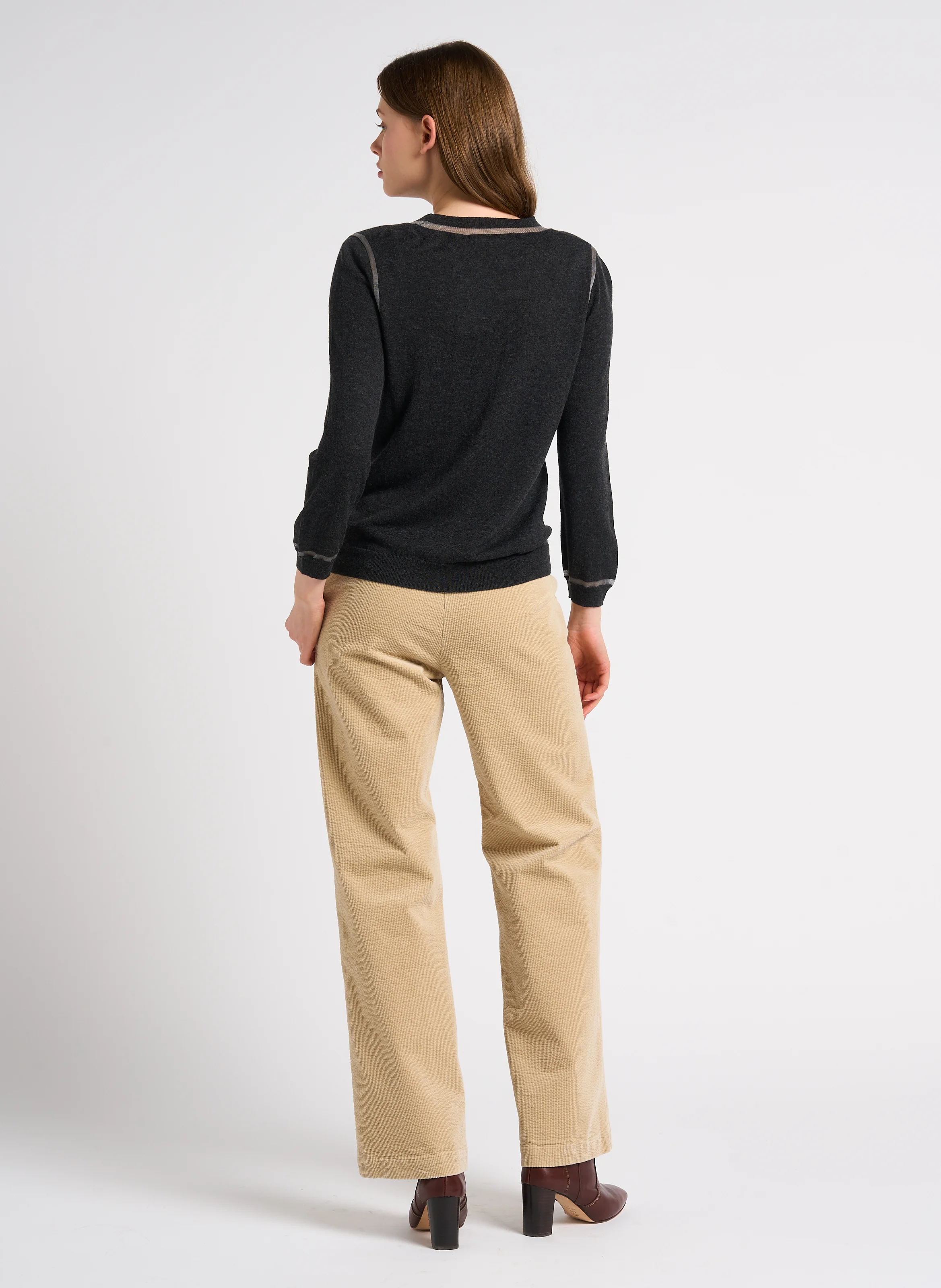 Pantalon droit en coton mélangé | Beige