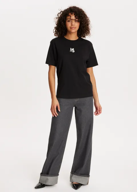 T-shirt met merk logo zwart (ZWART)