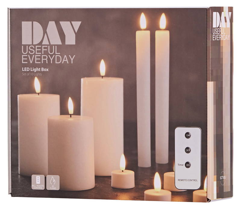 Day LED-Kerzenset 10-tlg.